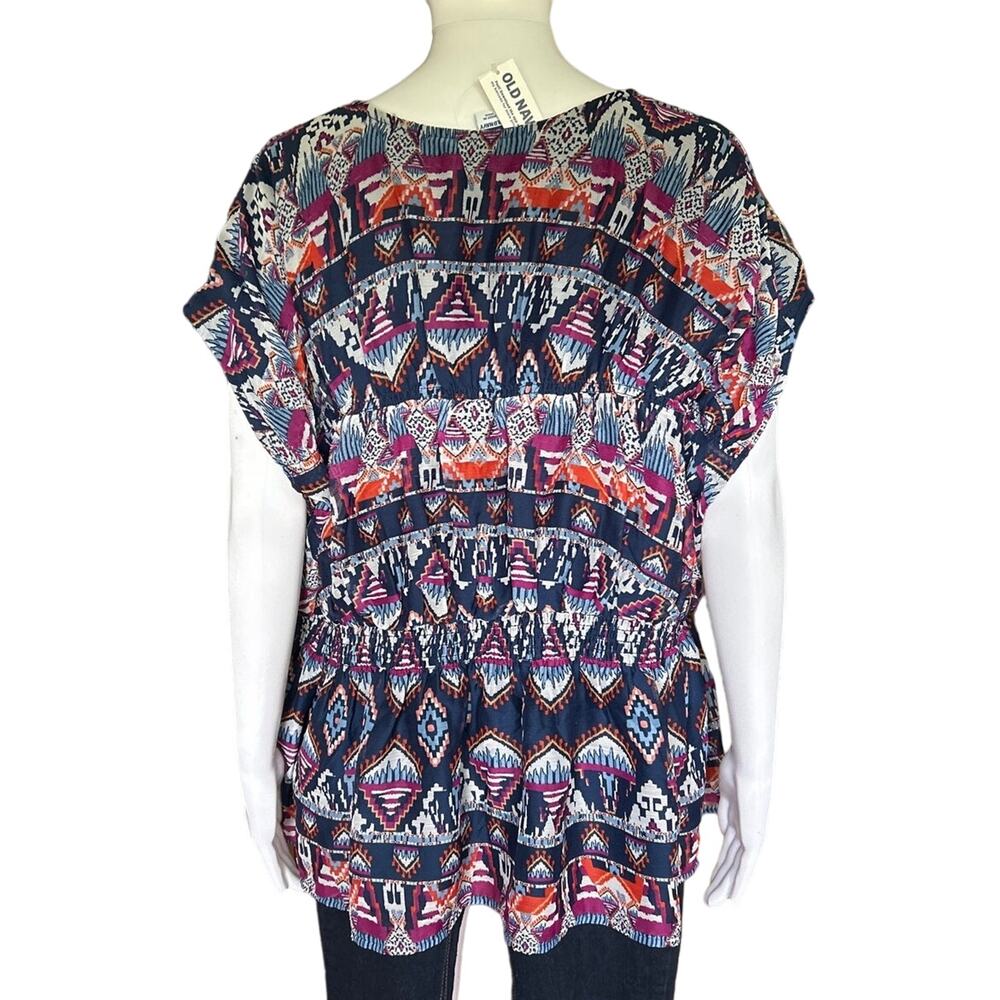 Old Navy Printed Waist Defined Dolman Sleeve Top Blouse Small